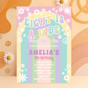 Eight is a Vibe Birthday Invitation   Retro Card