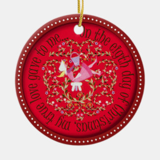 EIGHT MAIDS A MILKING CERAMIC ORNAMENT