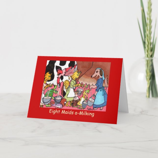 Eight Maids a-Milking Holiday Card (Front)