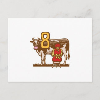 Eight Maids a-Milking Holiday Postcard