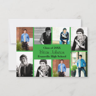 Eight/Nine Photos Green - 3x5 Grad Announcement