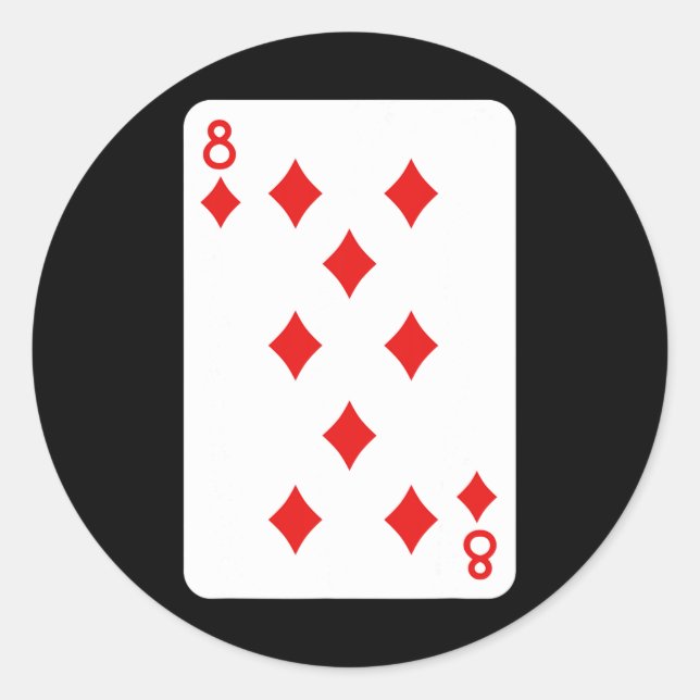 Eight Of Diamonds Playing Cards Halloween Costume  Classic Round Sticker (Front)