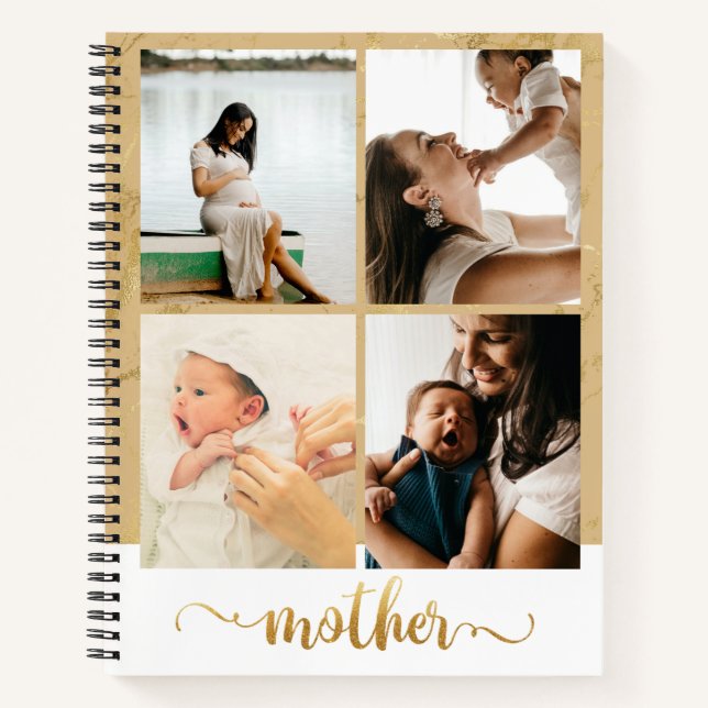 Eight Photo Collage New Mom Pregnancy Gift Notebook (Front)