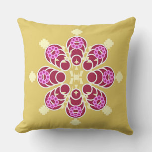 Eight point Mandala - gold and purple Throw Pillow
