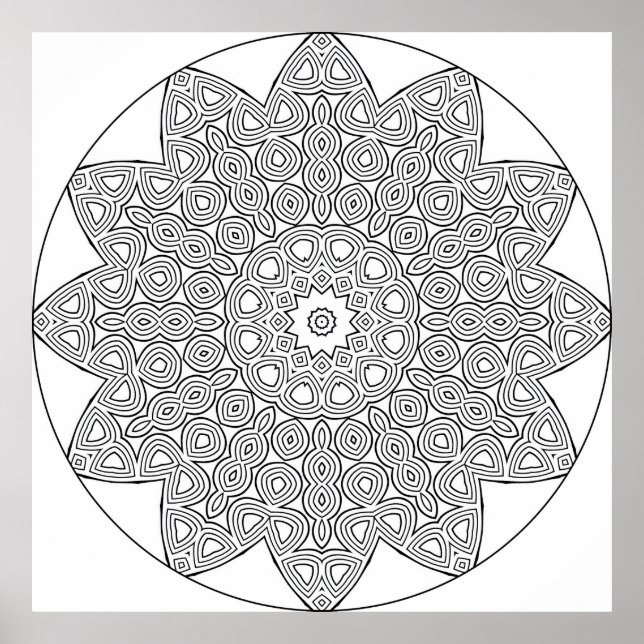 Eight Point Mandala with Intricate Knot Pattern Poster (Front)