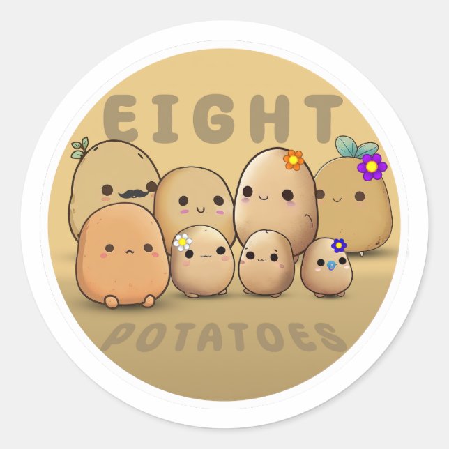 Eight Potatoes Classic Round Sticker (Front)