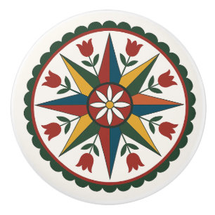 Eight-Pt Star Flower Pennsylvania Dutch Hex Knob