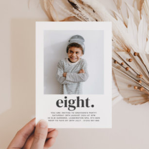 Eight Square Photo First Birthday Invitation