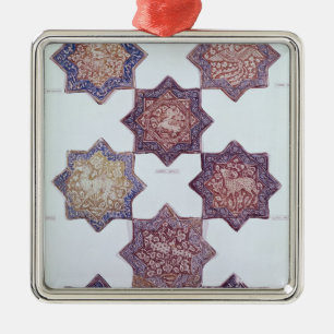 Eight tiles decorated with animals metal ornament