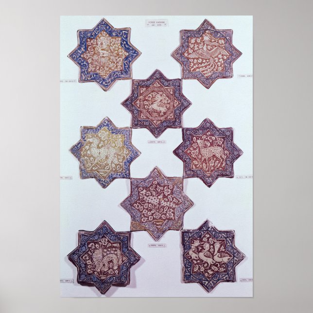 Eight tiles decorated with animals poster (Front)
