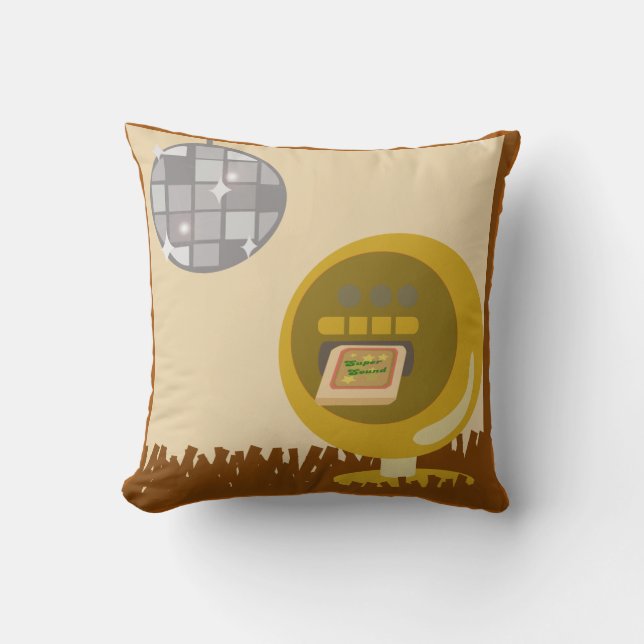 Eight Track Disco Inspired Retro Art Throw Pillow (Front)