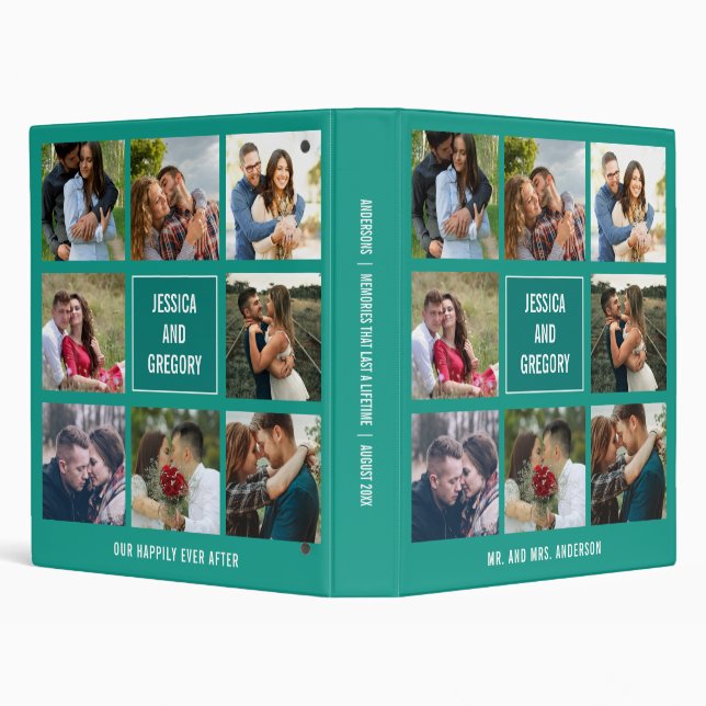 Eight Wedding Photo Collage Green Binder (Background)