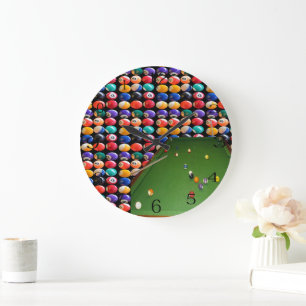 Eightball Table Cues And Balls, Wall Clock