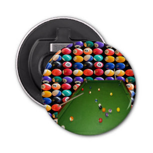 Eightball Table Oilpaint With Balls And Cues, Bottle Opener