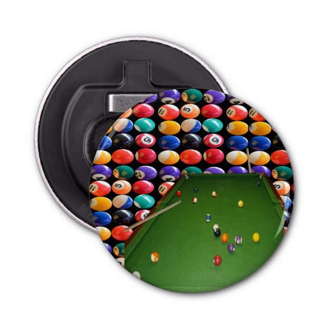 Eightball Table Oilpaint With  Balls And Cues, Bottle Opener (Front)