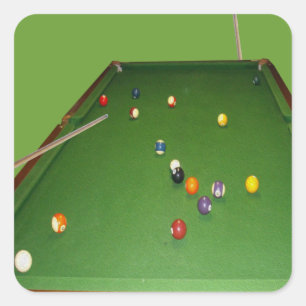 Eightball Table With Balls And Cue, Square Sticker