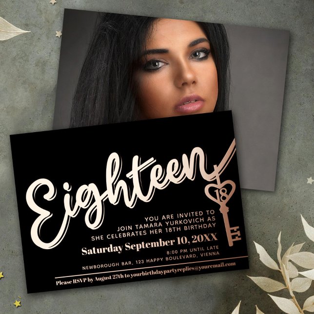 Eighteen 18th Birthday key black gold photo (Creator Uploaded)