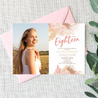Eighteen Boho Pink Photo 18th Birthday Party