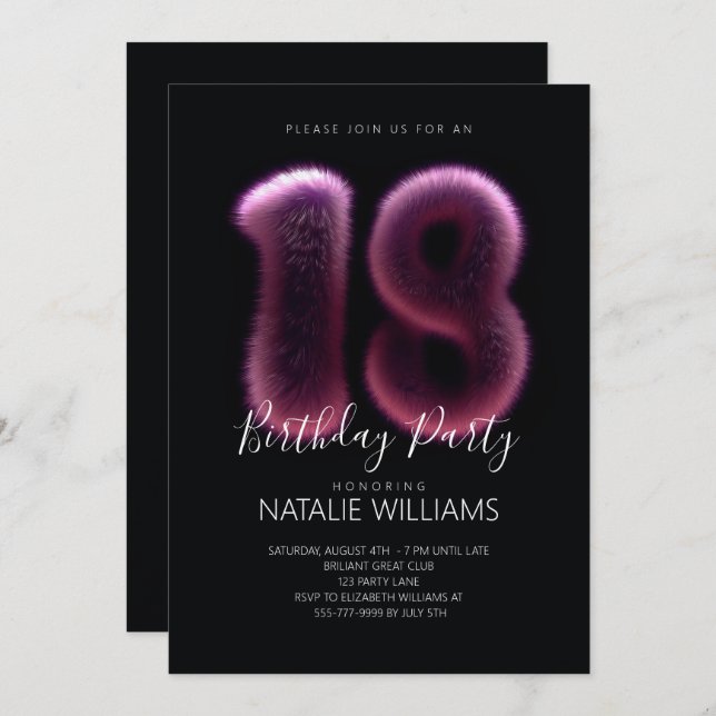 Eighteenth birthday invitation (Front/Back)