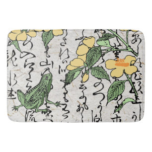 Eighteenth Century Japanese Botanical Frog Toad Bath Mat