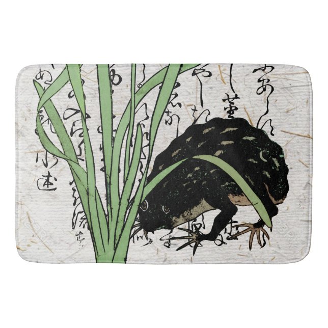 Eighteenth Century Japanese Botanical Frog Toad  Bath Mat (Front)