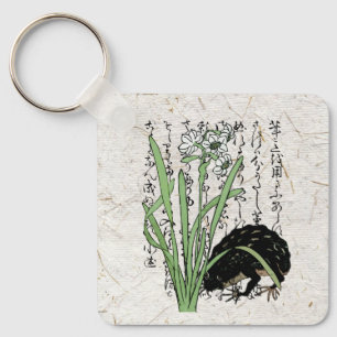 Eighteenth Century Japanese Botanical Frog Toad  Keychain