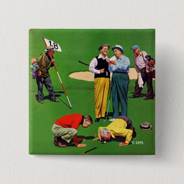 Eighteenth Hole 2 Inch Square Button (Front)