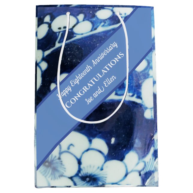Eighteenth Wedding Anniversary  Medium Gift Bag (Front)