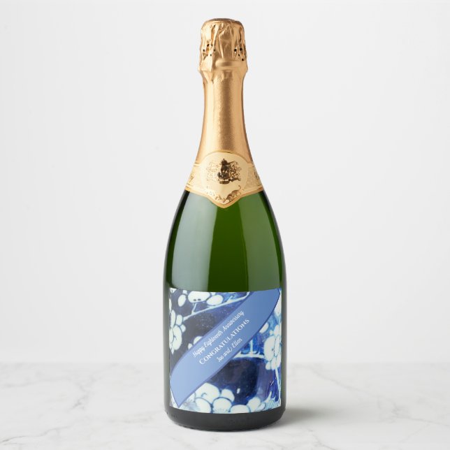 Eighteenth Wedding Anniversary  Sparkling Wine Label (Front)