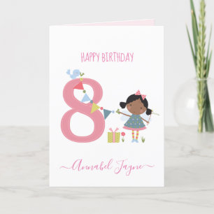 Eighth birthday fairy cute pink personalized card