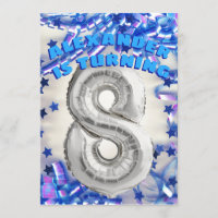 Eighth Birthday Silver and Blue Age 8 Boys Party