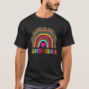Eighth Grade Teach Love Inspire Boho Rainbow Teach T-Shirt