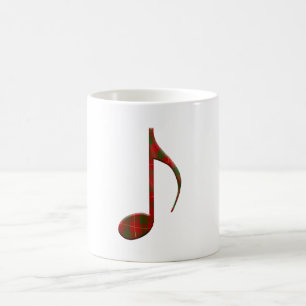 eighth note / quaver with a tartan overlay. coffee mug