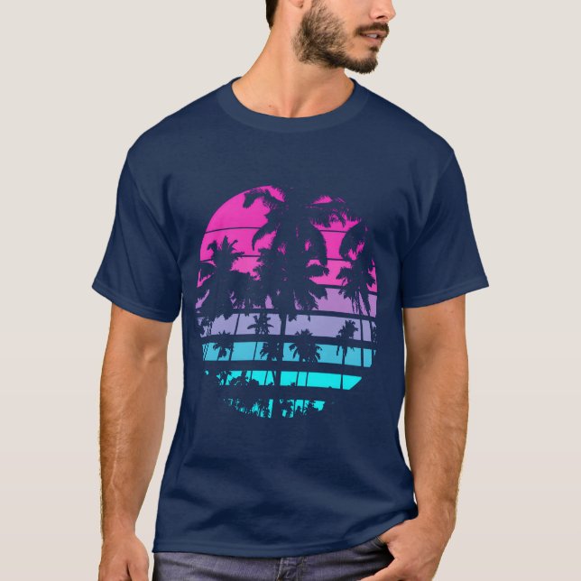 Eighties 80S 90S Beach Style With Palmrees friends T-Shirt (Front)