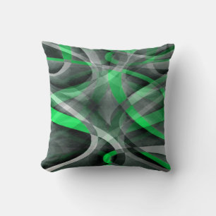 Eighties Chic Succulant Green and Grey Abstract Pa Throw Pillow