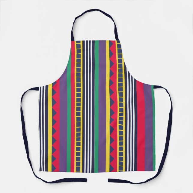 Eighties Colourful Stripes Pattern Eighties  Apron (Front)