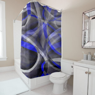 Eighties Groovy Royal Blue and Grey Arched Line Pa