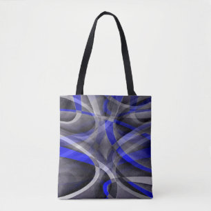 Eighties Groovy Royal Blue and Grey Arched Line Pa Tote Bag