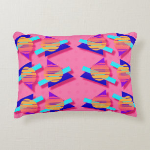 Eighties Memphis Neon Triangle Patterns Accent Pillow