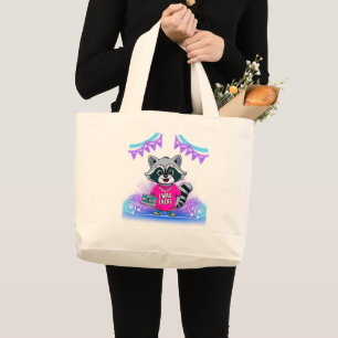 Eighties Music Lover Raccoon With Cassette Tape Large Tote Bag