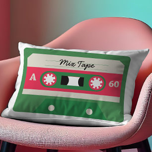 Eighties Novelty Cassette Tape Illustration Accent Pillow