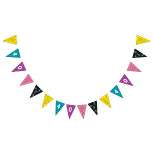 Eighties Party Black Retro Birthday Bunting Flags
