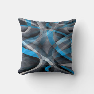 Eighties Pastel Blue and Grey Arched Line Pattern Throw Pillow