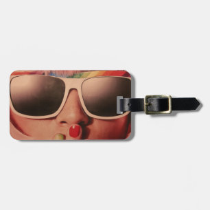 Eighties retro fashion girl luggage tag