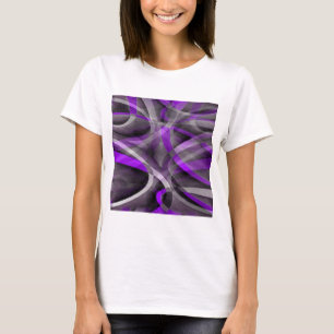 Eighties Retro Light Purple and Grey Curvy Pattern T-Shirt