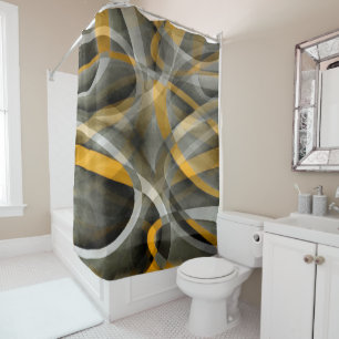 Eighties Retro Mustard Yellow and Grey Abstract Cu