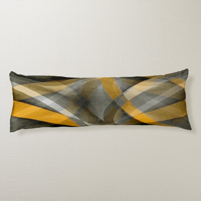 Eighties Retro Mustard Yellow and Grey Abstract Cu Body Pillow (Back)