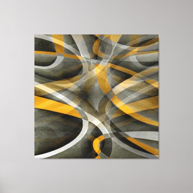 Eighties Retro Mustard Yellow and Grey Abstract Cu Canvas Print (Front)