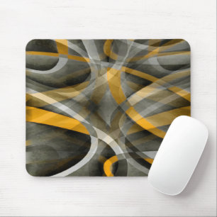 Eighties Retro Mustard Yellow and Grey Abstract Cu Mouse Pad