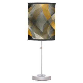 Eighties Retro Mustard Yellow and Grey Abstract Cu Table Lamp